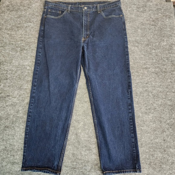 Levis Jeans Mens W42 L30 Blue Denim‎ Dark Wash Straight Leg Casual Pants - Picture 1 of 14
